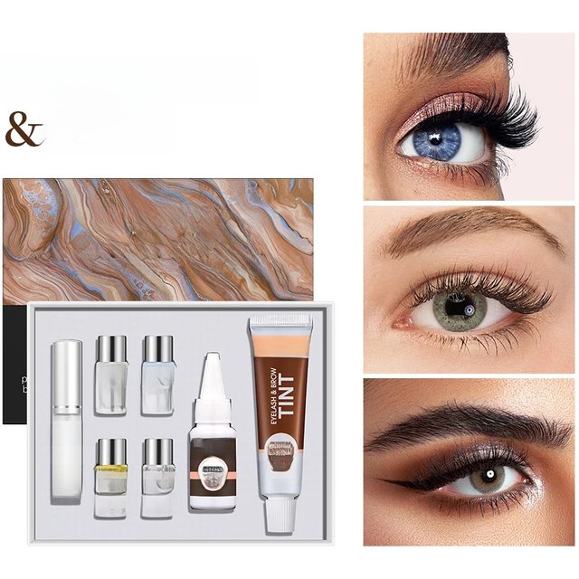 Lash Lift and Tint Kit Semi-permanent Brow 2 Colors Professional Brow Lamination Eyelash Lifting Perming Eyelash Eyebrow Makeup