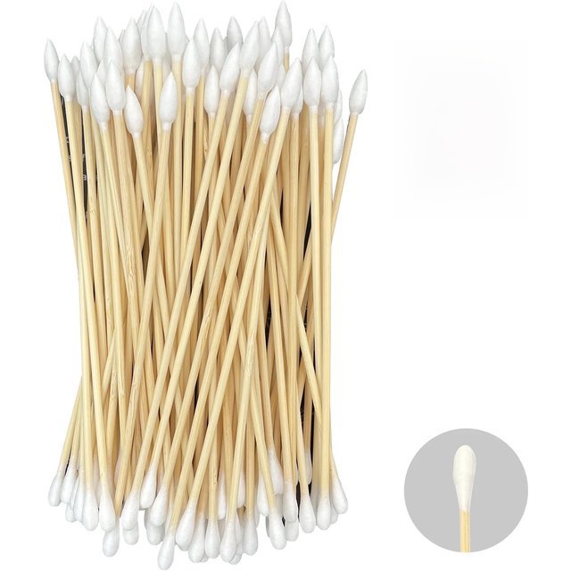 100 PCS Double Sided Gun Cleaning Swabs 6 Inch Long Cotton Swabs Cotton Tipped Applicators for Electronic Cleaning Makeup Crafts