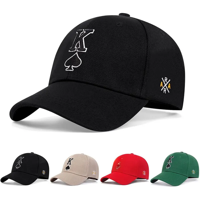 Fashion Poker K Letter Embroidery Hip-hop Hats Outdoor Adjustable Casual Baseball Caps Sunscreen Hat