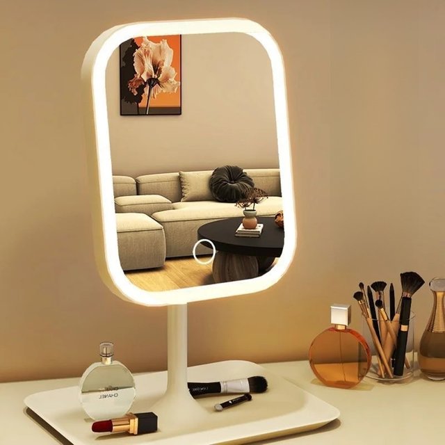 Niche Desktop Vanity Mirror 3 Color Light LED Makeup Mirror Touching Mirror Women Bedroom Dressing Mirror