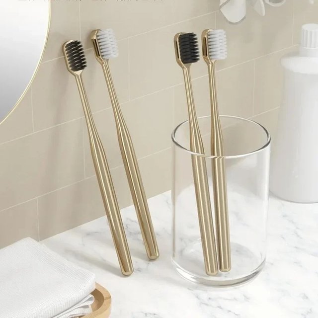 Luxury soft toothbrush men women adult tooth brush Gold Silver dental brushes elegance gentle toothbrushes drop shipping