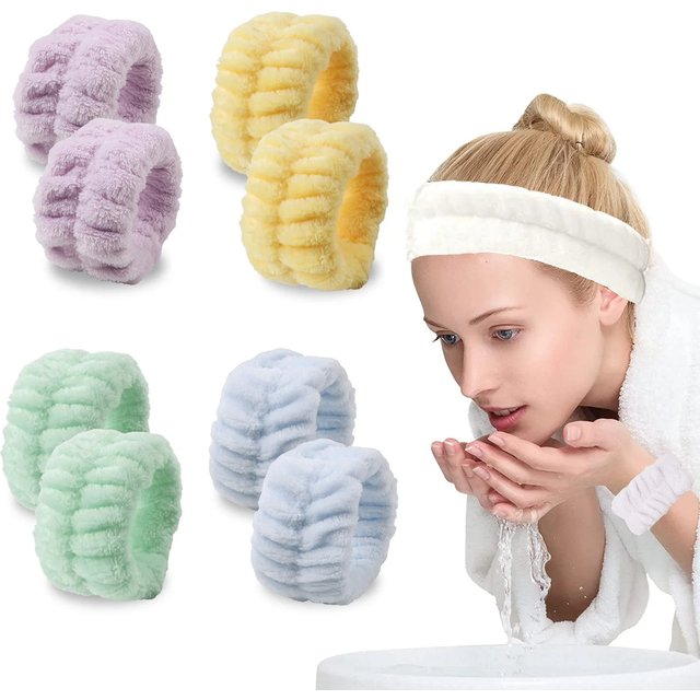 Velvet soft elastic headband face washing and makeup headband hair tie face washing waterproof wrist strap and heanband set