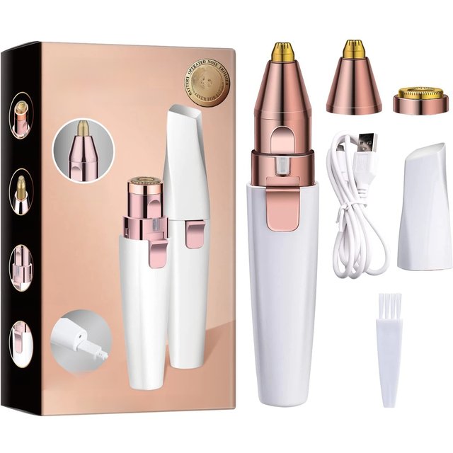 2 IN 1 Epilator Electric Eyebrow Rechargeable Trimmer Female Body Facial Lipstick Shape Hair Removal Mini Painless Razor Shaver