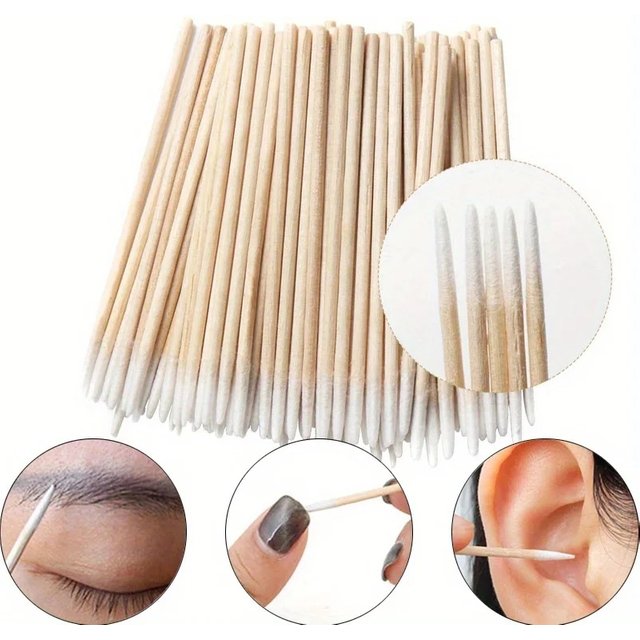100-500Pcs Nails Wood Cotton Swab Clean Sticks Bud Tip Wooden Cotton Head Manicure Detail Corrector Nail Polish Remover Art Tool