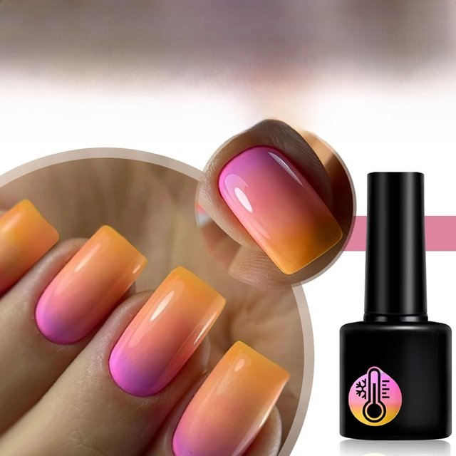 LILYCUTE 7ml Pink Purple Thermal Gel Nail Polish 3 Layers Temperature Color Changing For Manicure Soak Off Nail Art Gel Varnish