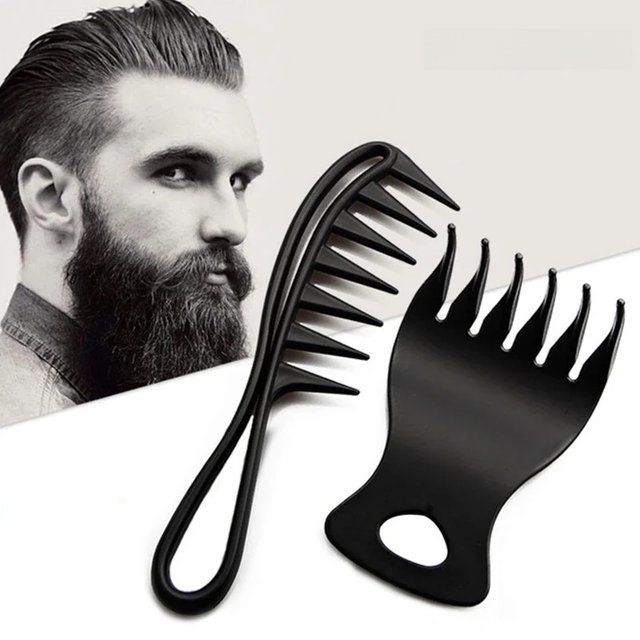 Hot Wide Teeth Hairbrush Fork Comb Men Hair Beard Hairdressing Brush Afro Hairstyle Barber Shop Styling Tool Salon Accessories
