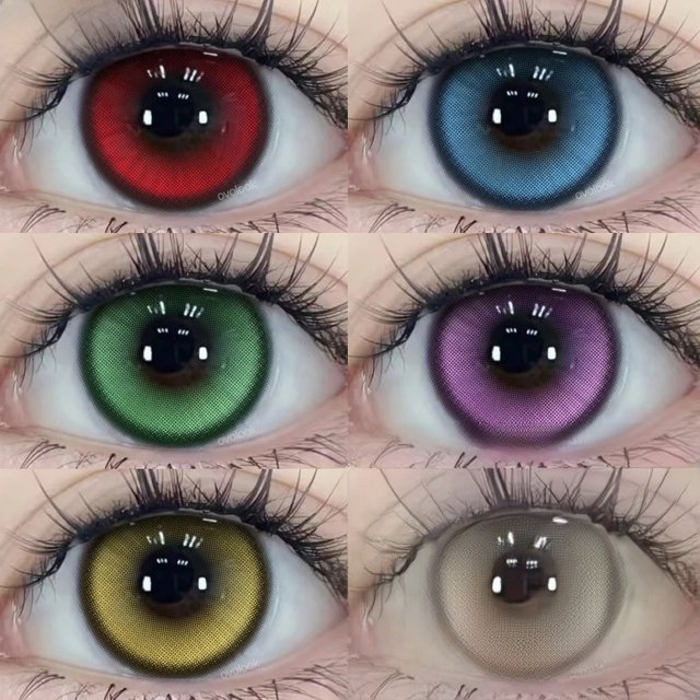 OVOLOOK-2pcs/pair Cyber Series Halloween Colored Contact Lenses for Makeup Eyes Big Pupils Red Contact Lenses Brown Lens Myopia