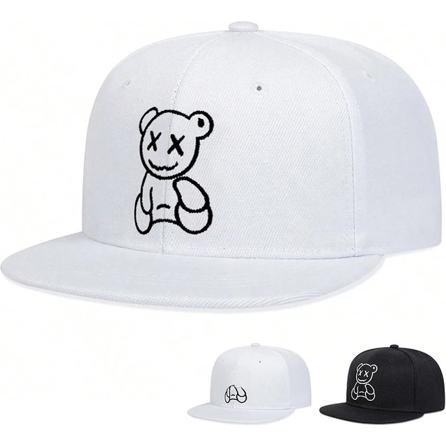 Unisex XX Little Bear Embroidery Hip-hop Hats Spring Autumn Adjustable Casual Snapback Baseball Caps Outdoor Sunscreen Hat