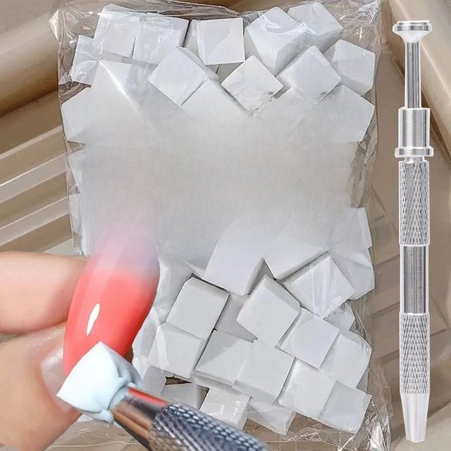 200PCS White Square Gradient Nail Sponge Set Soft Mini Nails Smudge Nail Brush Tool DIY Manicure Makeup Sponge with Grabbing Pen