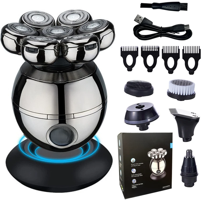 Electric Shaver 7D Floating Cutter Head Base Charging Portable Men Beard Trimmer Clipper Rechargeable Bald Head Electric Razor