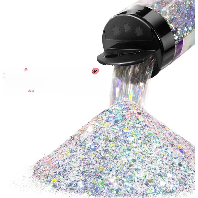 Silver Nail Glitter Chunky 80G/2.85OZ 1/128" Craft Glitter for Resin Festival Cosmetic Chunck Glitter Flakes Sequins