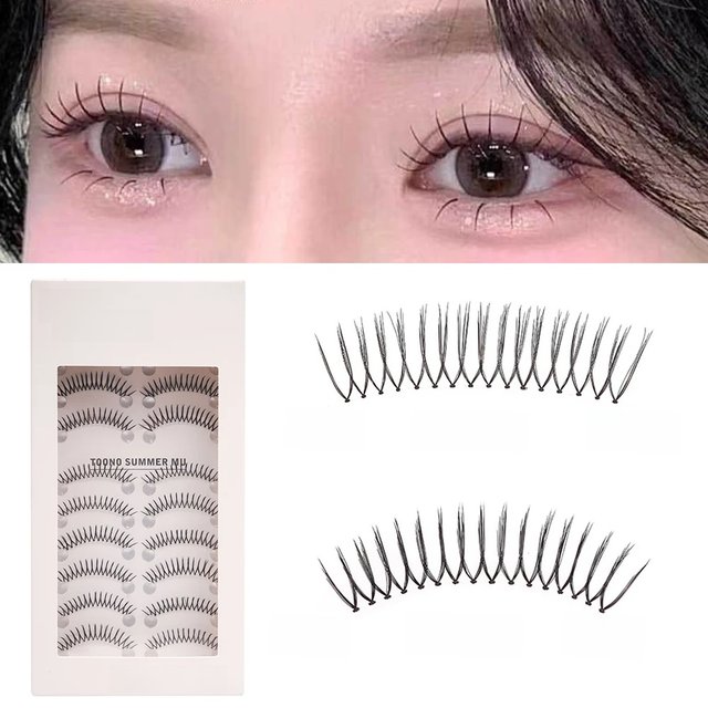 Handmade U Shape False Eyelashes Transparent Stem Manga Lash Extension Korean Eye Makeup Soft Natural Mink Eye Lashes A Type
