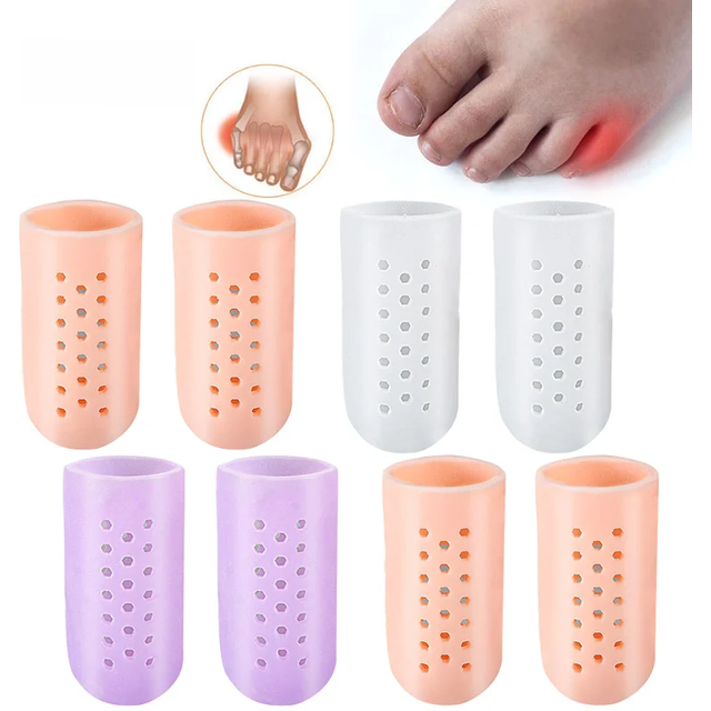 2pcs/1pair Toe Protector Thumb Care Silicone Soft Breathable Foot Corns Blisters Toe Cap Cover Finger Protection Foot Care Tool