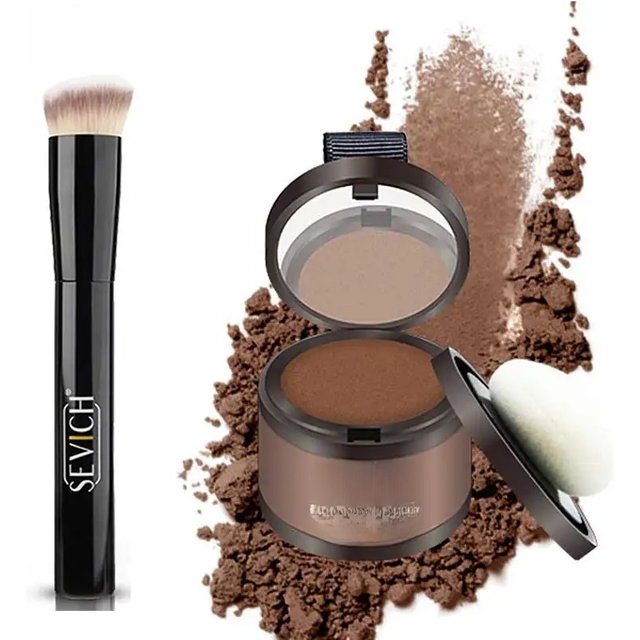 SEVICH Hairline Shadow Powder With Brush Water Sweat Resistant Hair Loss Concealer Bald Spot Concealing Hair Powder Women Men