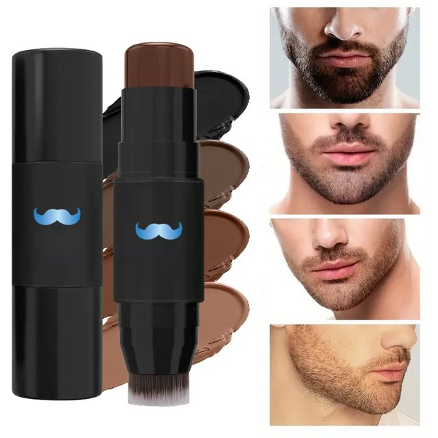 Beard Pencil Filler Stick And Brush for men,Beard Pen,hair root touch up stick Long Lasting Coverage Moustache & Hair Makeup