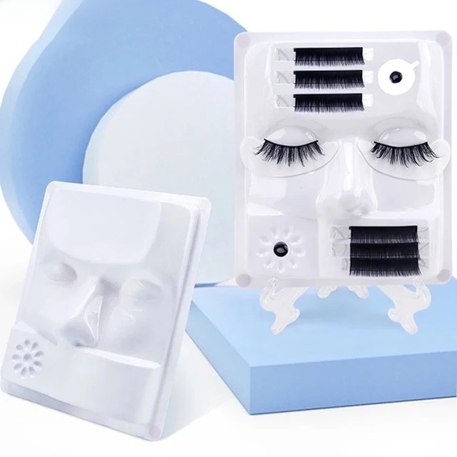 Eyelashes Extension Practice Tray Glue Gasket Adhesive Pallet Grafting Lashes Model Mannequin Head Training Display Makeup Tools