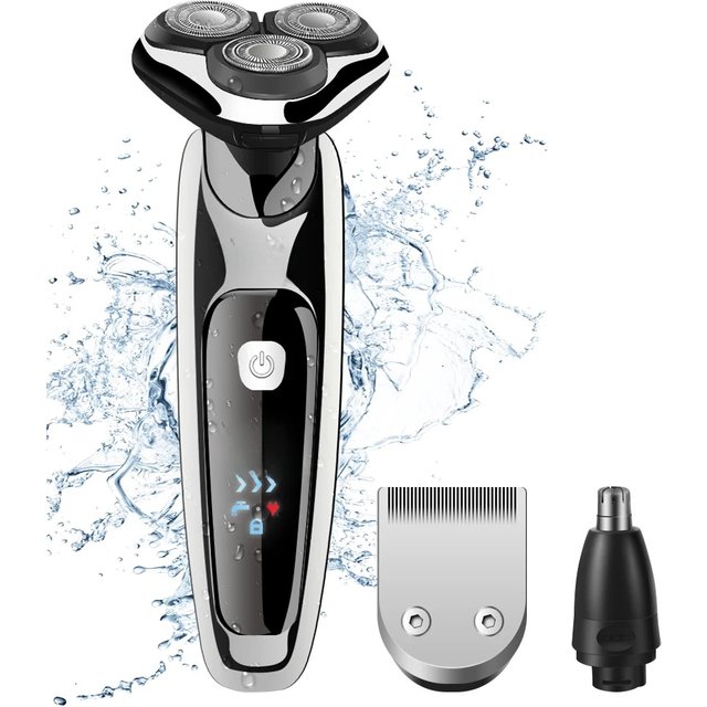 Hatteker Men's Electric Shaver Multifunction 3-in-1 Nasal Hair Trimmer Washable Beard Razor USB Chargeable New Model RSCW-9598A