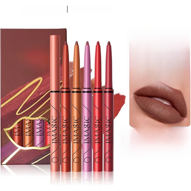 IMAGIC Lip Liner Pencil Set 6 Color/Set Shape Sculpt Weightless Precise Liner with Blendable Texture Matte Soft lipstick makeup