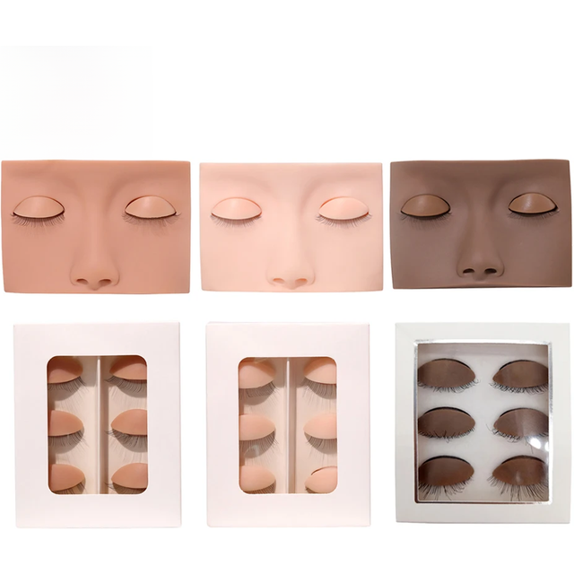 Training False Eyelash Practice Silicone Mannequin Model Head Lashes Cosmetic Doll Face Practicing Eyelash Extension Tools