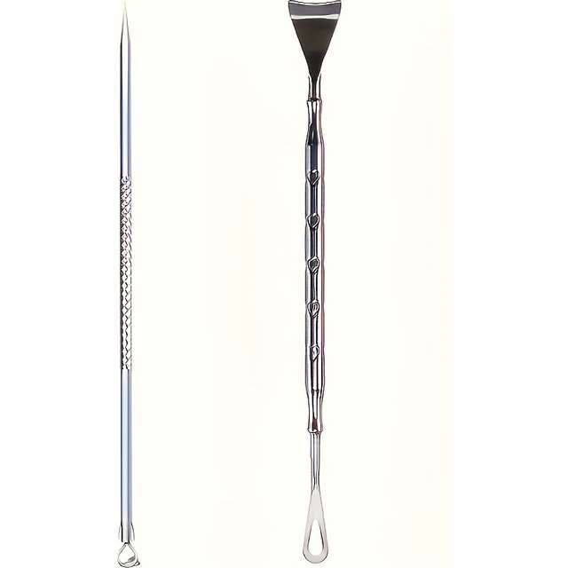 2-piece Comedone Extractor Set + Blackhead Remover Dual-Head Design, Blackhead and Pimple Picking Tool, Facial Cleansing Tool