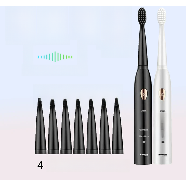Clean Adult Black White Classic Acoustic Electric Toothbrush Adult 5-gear Mode USB Charging IPX7 Waterproof Acoustic Electric