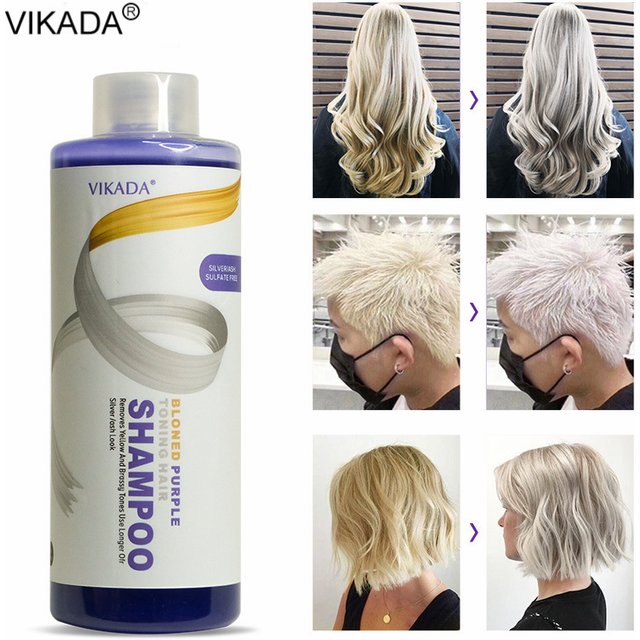 Vikada Blonde Purple Hair Shampoo Removes Yellow and Brassy Tones for Silver Ash Look Blonde Bleached Highlighted Shampoos 500ml