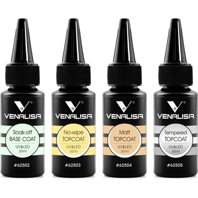 30ml Venalisa Tempered Top Coat Long Lasting No Wipe Diamond Glossy Gel Nail Polish TPO Free Soak Off UV/LED Nail Gel Varnish