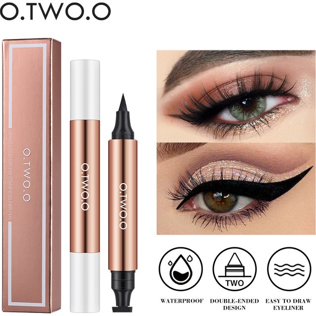O.TWO.O Eyeliner Stamp Black Liquid Eyeliner Pen Waterproof Fast Dry Double-ended Eye Liner Pencil Make-up for women Cosmetics
