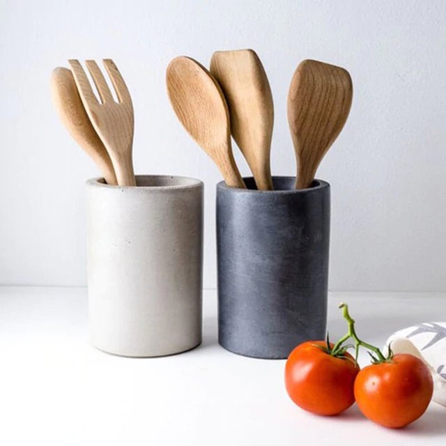 Kitchen Cutlery Storage Silicone Mold Plaster Toothbrush Cup Household Ornament Concrete Mold Spoon Vessel Round Pen Holder Mold