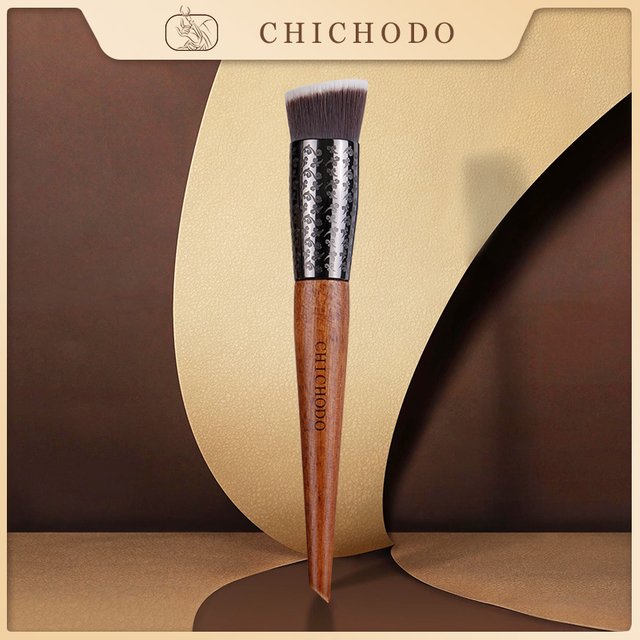CHICHODO Makeup Brush Amber Series Carved Tube Synthetic Hair Liquid Foundation Brush & BB Brush-F224