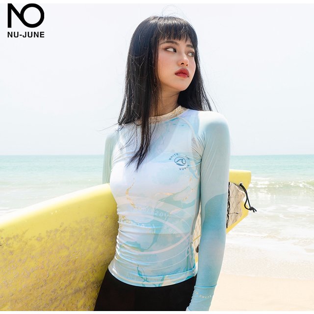 Nu-June Swimsuit Women's Long-Sleeved Rush Guard Swimsuit Sunscreen Dive Skin Pants Split Surfing Suit Floating Diving Suit