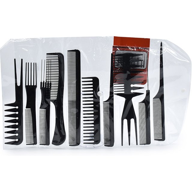 10 pièces ensemble de peignes de coupe de cheveux Portable antistatique coiffure peigne à cheveux démêlant peigne maquillage barbier soins capillaires styliste outil costume