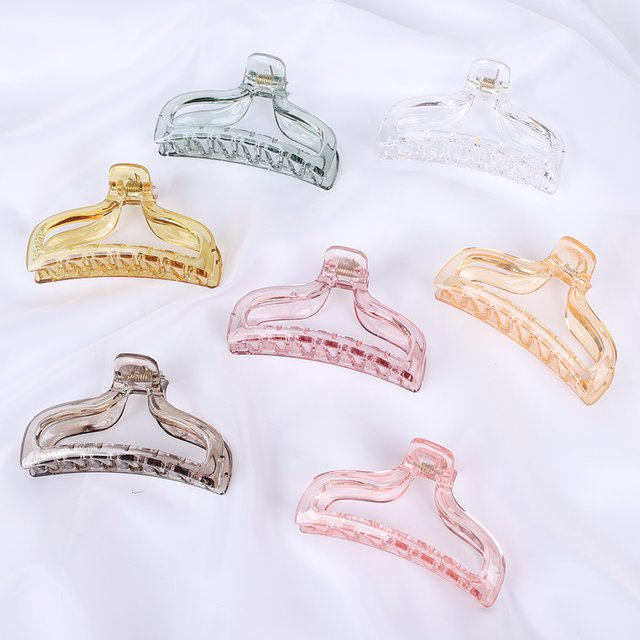 Transparent Colorful Plastic Ponytail Holder Hair Claw Clips Women Girls Large Barrette Crab Hair Clamp Make Up Hair Accessories