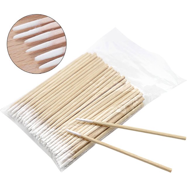 100/300/500pcs Wood Cotton Swab Cosmetics Permanent Makeup Ear Clean Sticks Buds Micro Brushes Eyelash Glue Removing Tool