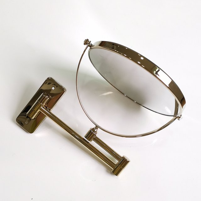 Gold/Black Brass 3X Magnifying Makeup Mirror 360 Rotate Bathroom Shaving Mirror Folding round 8-Inch Vanity Accessory