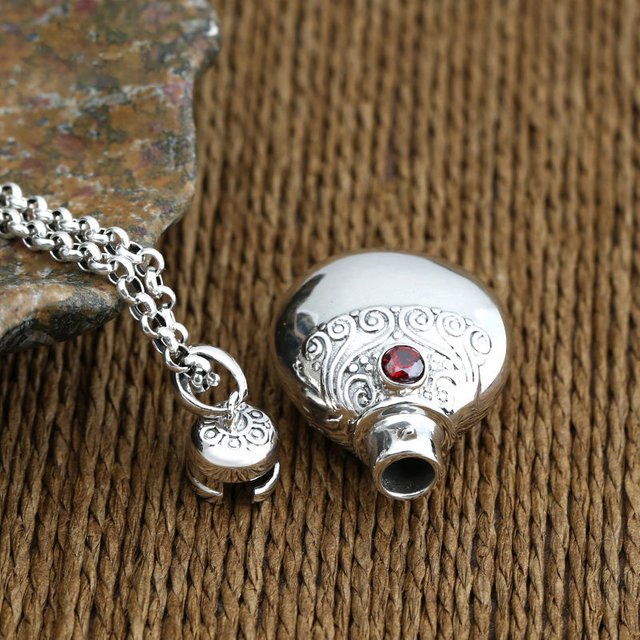 Pendentif en argent Style ancien, nouveau Style, bouteille de parfum, petit Pot, rétro, boîte ajouré, pendentif, bijoux pour dames