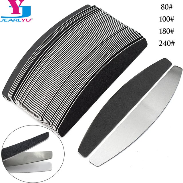 100 Pcs Removalble Pads Disposable Nail Files With One Metal Handle Nail Polish Sanding Buffer Strips Replaceable Paper Manicure