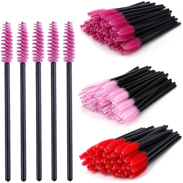 50pcs pinceaux de maquillage baguettes de Mascara jetables applicateur de sourcils bobines cils