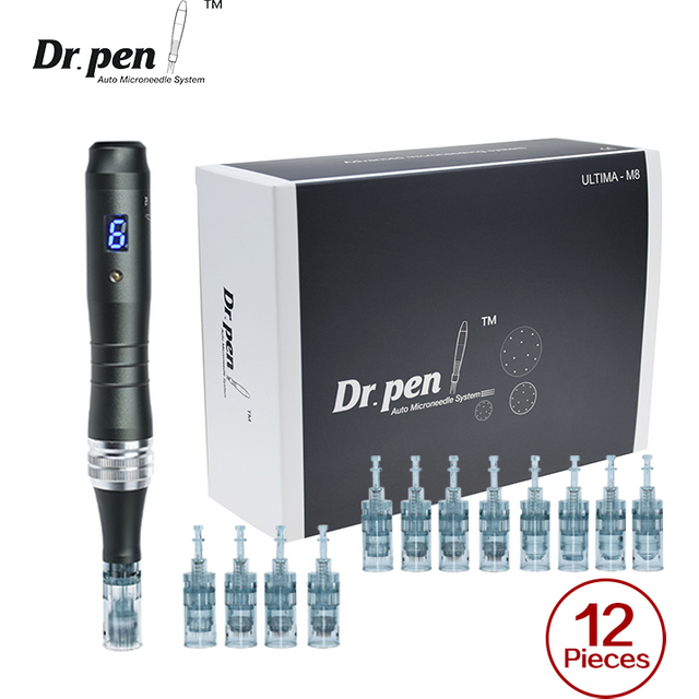 Authentic Dr pen Ultima M8 Microneedling With 12 pcs Needles Face Care Wireless Derma Pen Beuty Machine 0.25 mm needle length