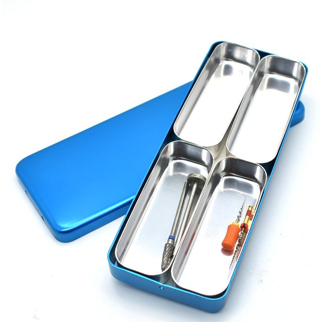 Dental Disinfection Box Autoclave Sterilizer 4 Cells Case Endo Files Holder Burs For Oral Care Tools Metal Box