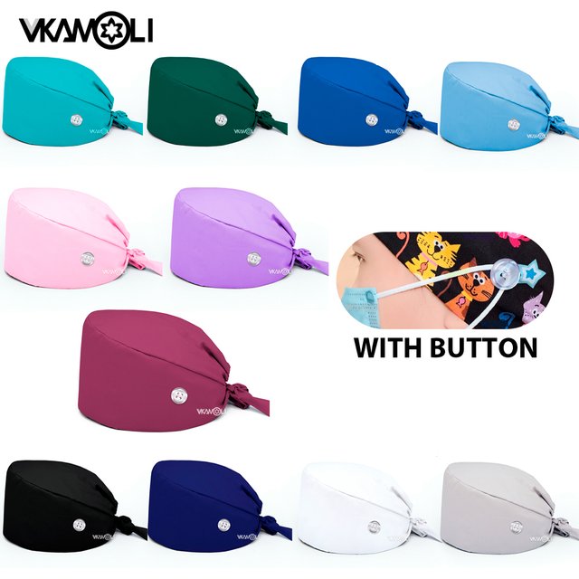 Couleur unie 100% coton casquette chirurgicale médicale infirmière soins capillaires Baotou gommage