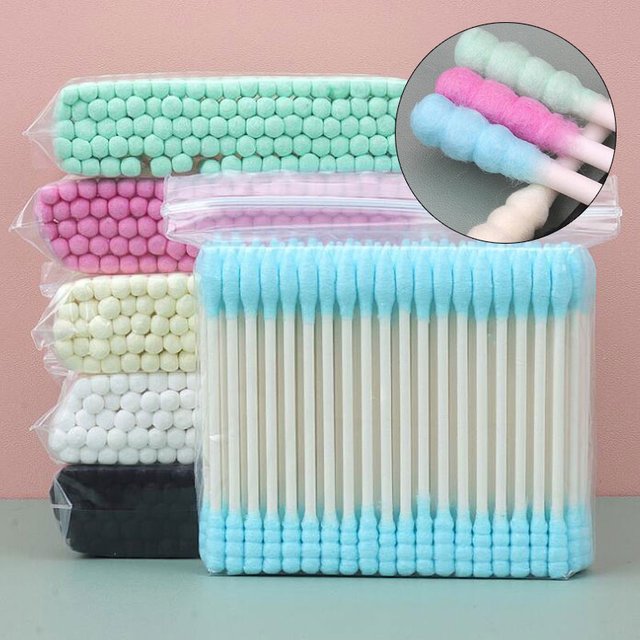 100Pcs Double Head Cotton Swab Women Eyelash Extension Makeup Cotton Buds Tip Nose Ears Cleaning Sticks Tools