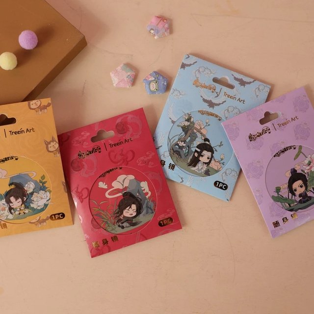Grandmaster of Demonic Cultivation Anime Mini Mirror Mo Dao Zu Shi Cartoon Figure Portable Makeup Mirror Fans Gift