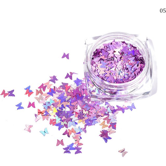 12 Colors Laser Butterfly Glitter Shiny Lip Gloss Glittering DIY Decor Butterflies Laser Flakes Lipgloss Base Mix Decorations 3g