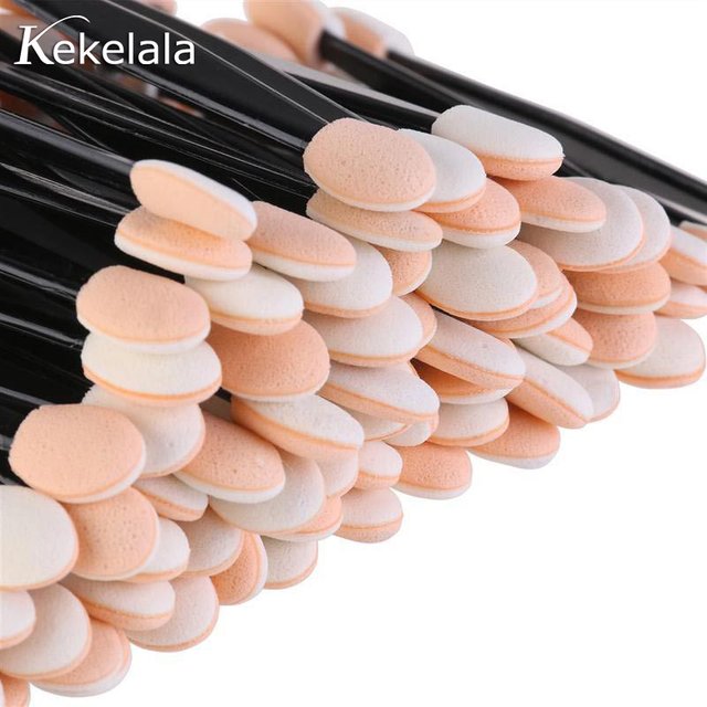 Kekelala Wholesale 50/30Pcs Disposable Eyeshadow Brush Portable Double End Sponge Eye Shadow Applicators Beauty Makeup Tools