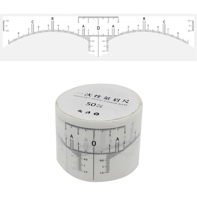 Disposable 50pcs / lot Microblading Ruler Guide Ruler Adhesive Sticker Permanent Eyebrow Makeup Eyebrow Tool