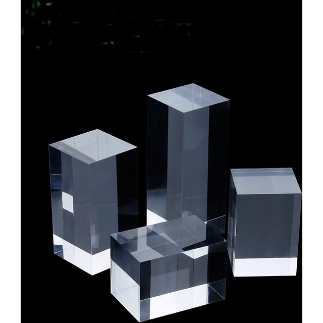 Acrylic Ring Jewelry Display Rack Square Column Cosmetic Showcase Crystal Badge Photography Prop Ornament Window Block Stand