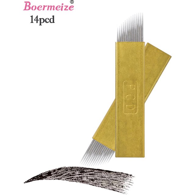 Eyebloguge-Eyeliner pour stylo manuel, microblading grossier, tatouage de broderie 3D, 12/14 broches, 100 pièces, maquillage continu