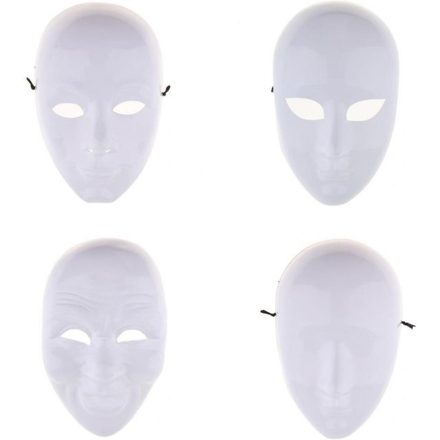 Masques de costumes pour accessoires de décoration de fête, masque non peint à faire soi-même, masque facial blanc vierge, mascarade