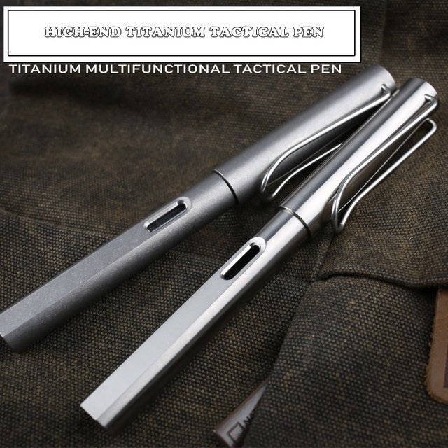 Stylo à plume tactique Portable 2 en 1 en titane TC4, stylo d'écriture d'affaires d'auto-défense, outil EDC d'extérieur, cadeau d'anniversaire